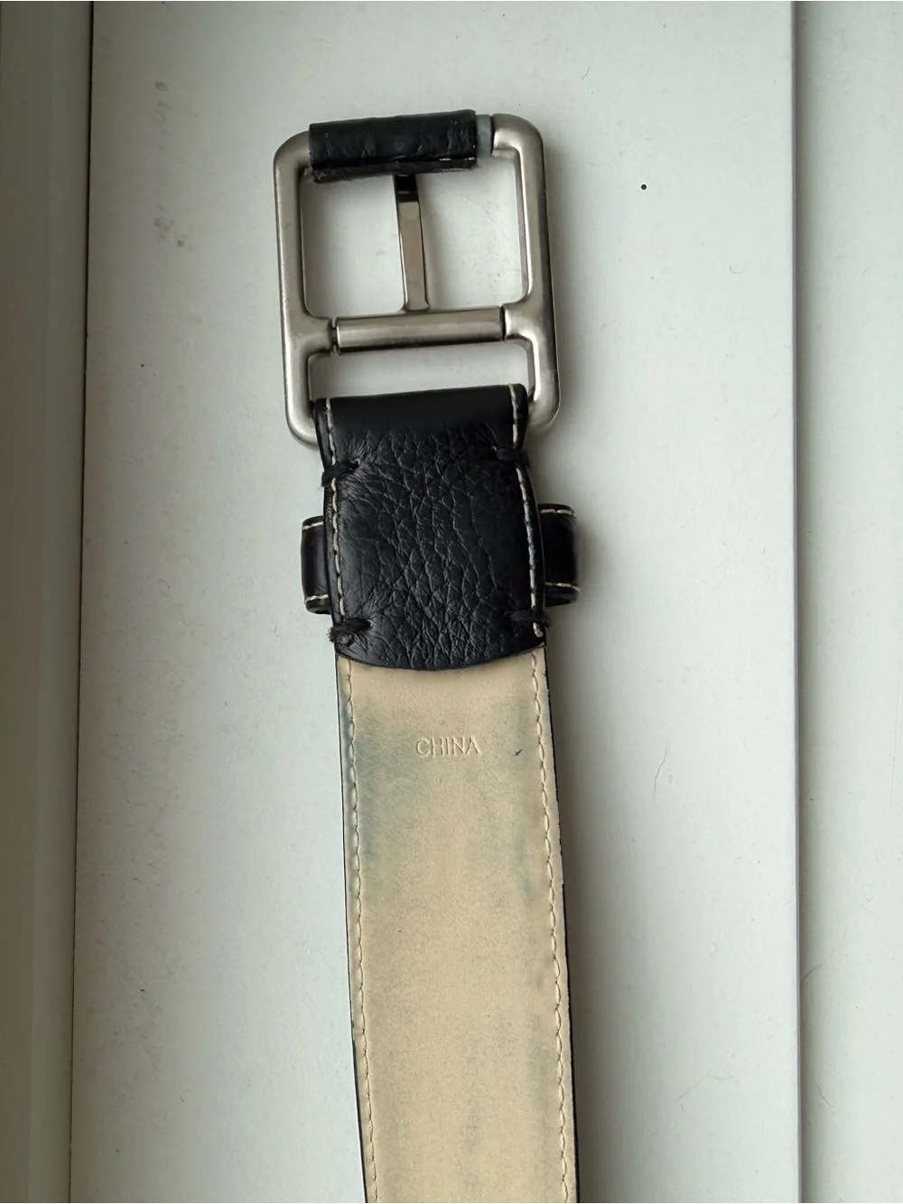 Black Leather Lacoste Belt